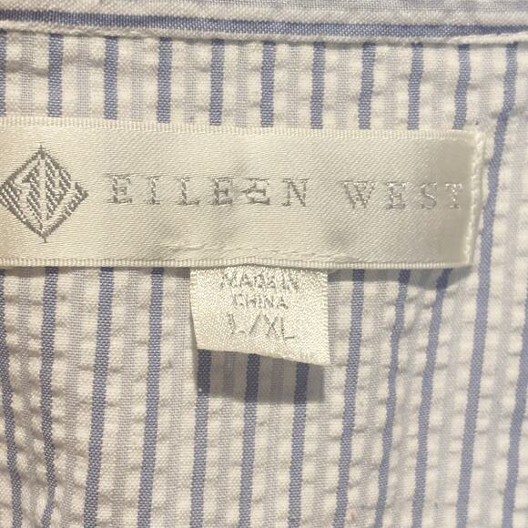 Eileen West Textured Stripe Long Length Cotton Blend Robe - L/XL - Picture 5 of 8